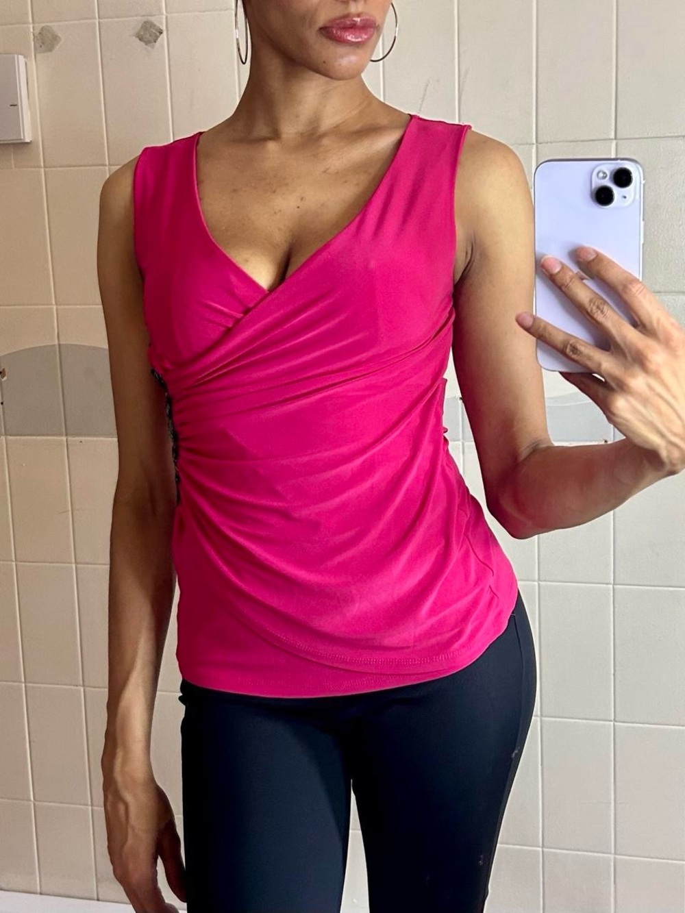Hot Pink Ruched Side-Detail Top